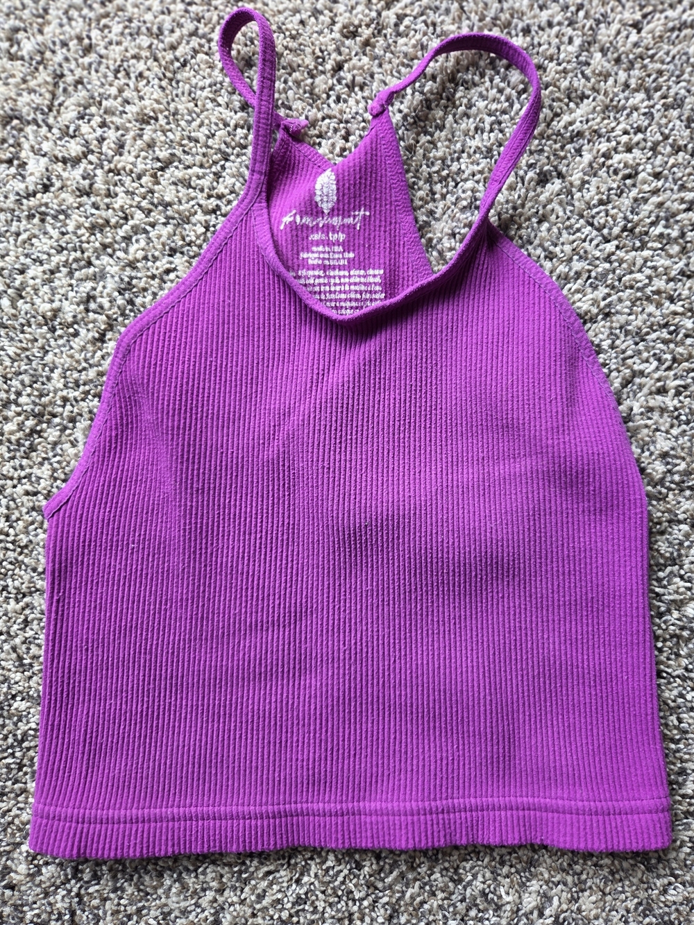 FP Movement by Free People Bright Magenta Ribbed Halter Crop Tank